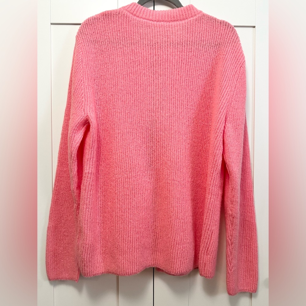 Pink Bow-Accent Women's Open Front Sweater Sz XL NEW! - Picture 2 of 3
